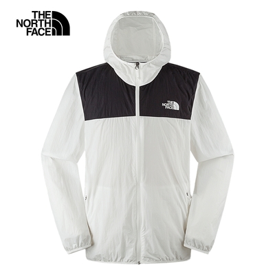 【The North Face 官方旗艦】北面男款黑白拼接防潑水防曬連帽外套｜8AUSKY4