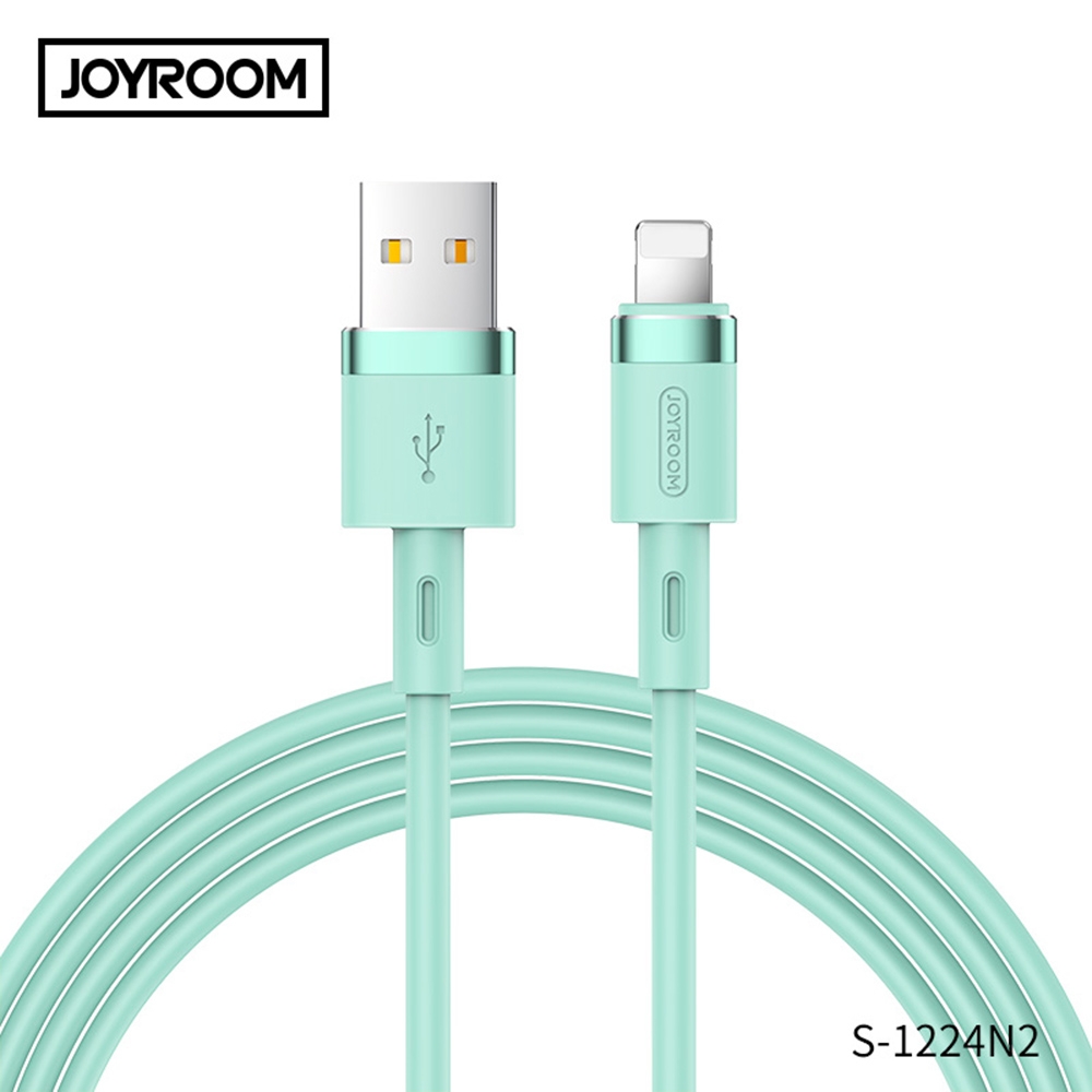JOYROOM S-1224N2 純色液態矽膠 USB-A to Lightning 傳輸充電線 1.2M 淺綠色