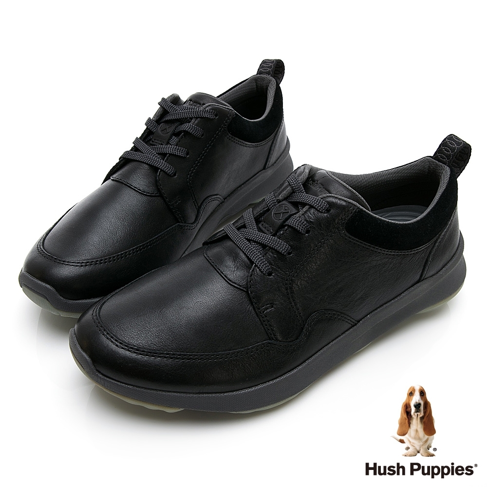 Hush Puppies Bounce Max 高效彈力皮革休閒鞋-黑色