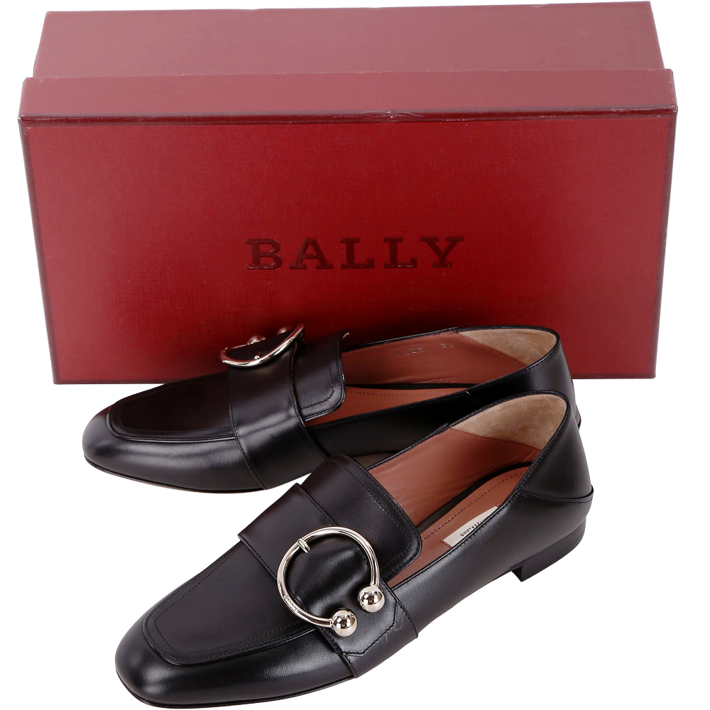 BALLY Malinda 金屬環飾小牛皮樂褔鞋(黑色) | 精品服飾/鞋子| Yahoo奇摩購物中心
