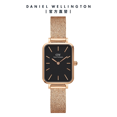 Daniel Wellington DW 手錶 Quadro Melrose 20X26麥穗式金屬編織小方錶 玫瑰金 DW00100432