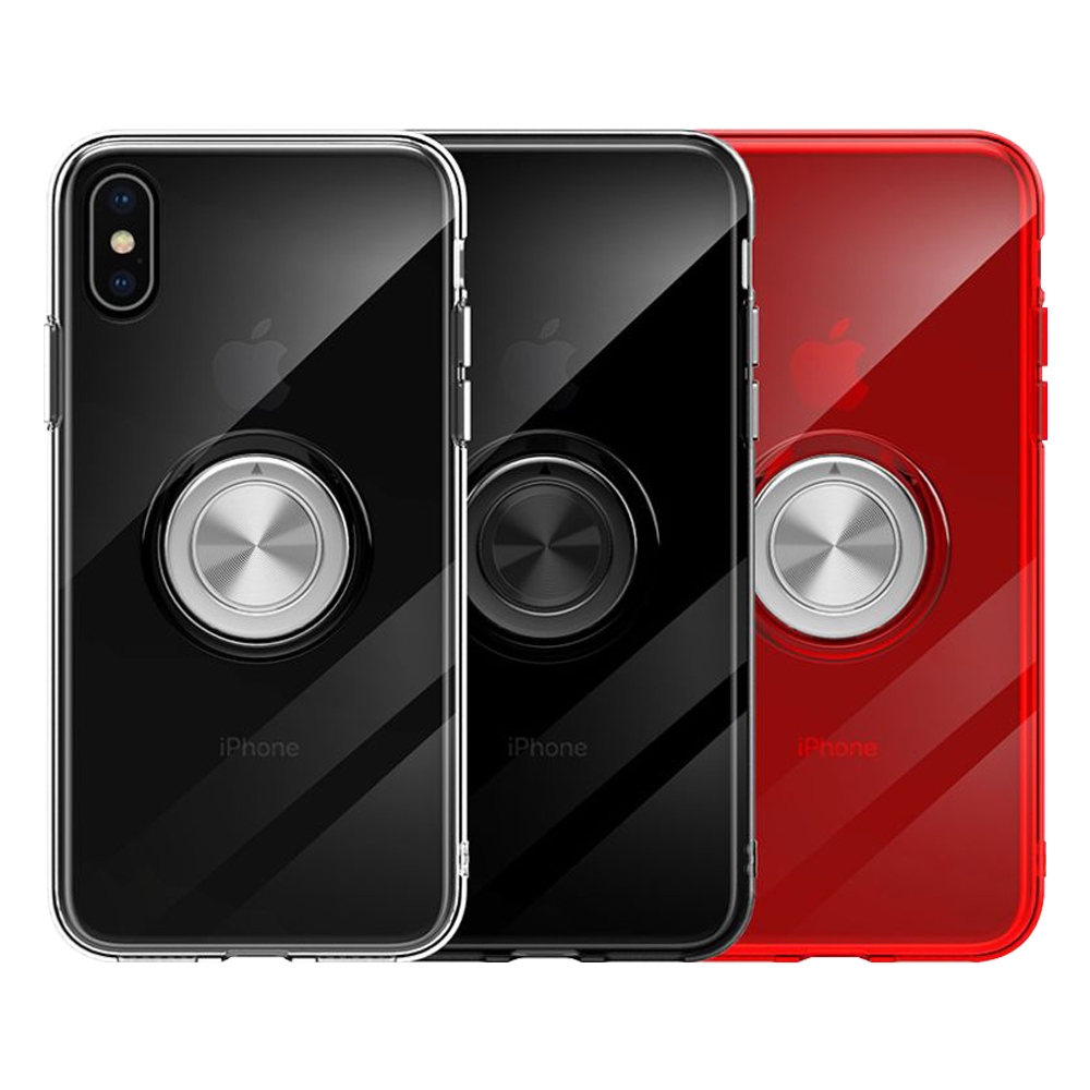 iPhone X 手機殼 TPU 透明 指環支架 手機保護殼 iPhoneX手機殼 透黑款