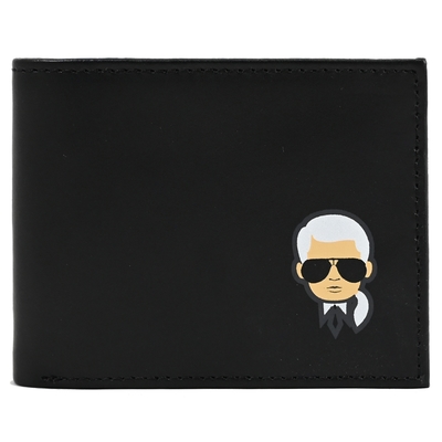 KARL LAGERFELD 卡爾圖樣對開六卡短夾禮盒(黑)