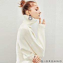 GIORDANO 素色棉質高領落肩針織衫