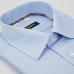 金安德森 經典格紋繞領藍色吸排窄版長袖襯衫