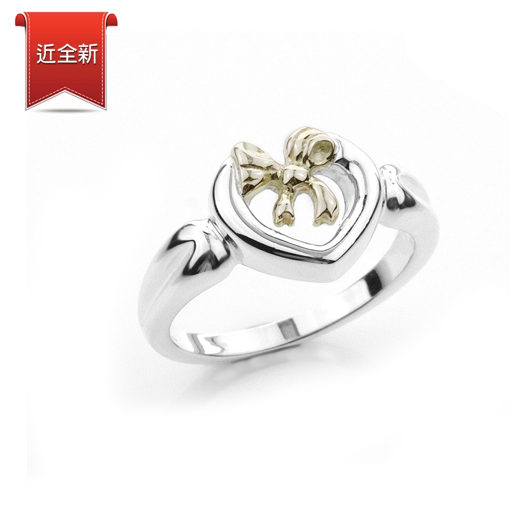 二手品 Tiffany&Co. 愛心蝴蝶結18K黃金+925純銀戒指