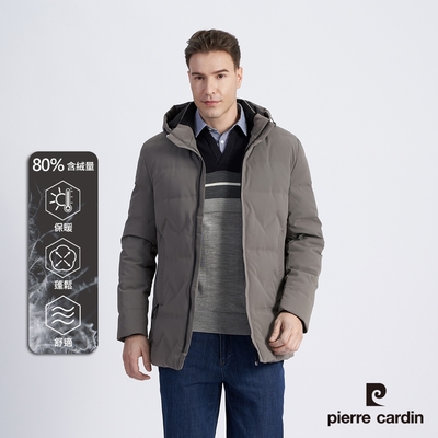 Pierre Cardin皮爾卡登 男款 都會休閒連帽羽絨夾克外套-卡其色 (5215772-45)