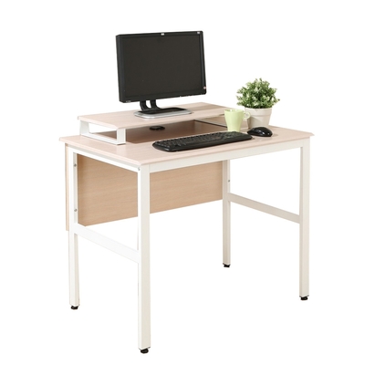 《DFhouse》頂楓90公分電腦辦公桌+桌上架-楓木色 90*60*76