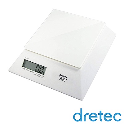 dretec 方型玻璃夜光電子料理秤2kg-白色