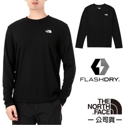 The North Face 男新款 FlashDry 閃電快乾長袖圓領吸濕排汗衣(亞洲版型)_黑 N