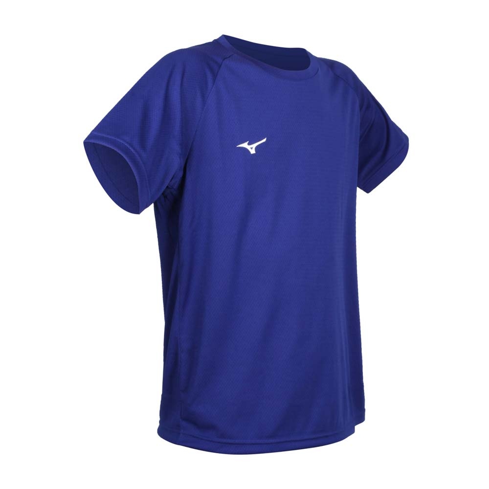 MIZUNO 男短袖T恤-台灣製 吸濕排汗 運動 上衣 慢跑 美津濃 12TCAL1116 藍白