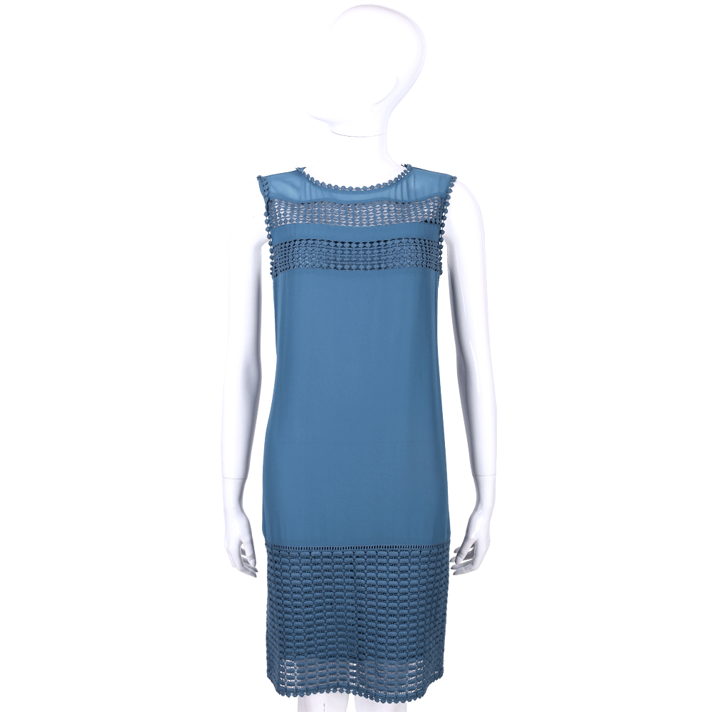 MARELLA 藍色鏤空造型拼接無袖洋裝