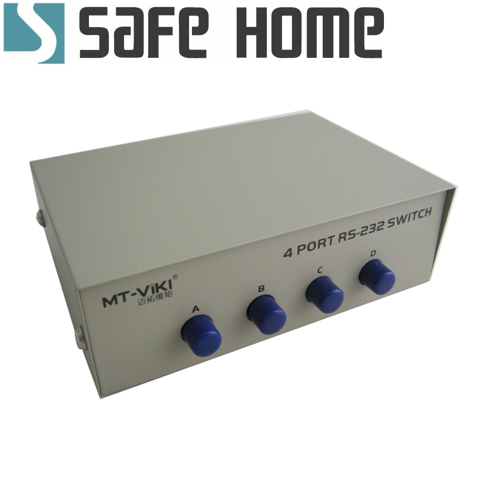 SAFEHOME DB9 RS232 印表機手動雙向 1對 4 切換器 讓四台電腦主機切換使用一台 DB9 RS232 的印表機。也可以反向一台電腦切換使用四台印表機 SD9104