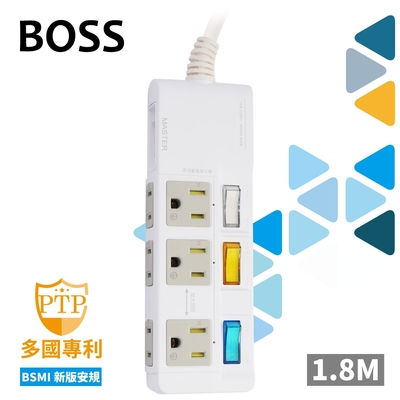 BOSS 4開6插2P-3P正側延長線1.8米 S101