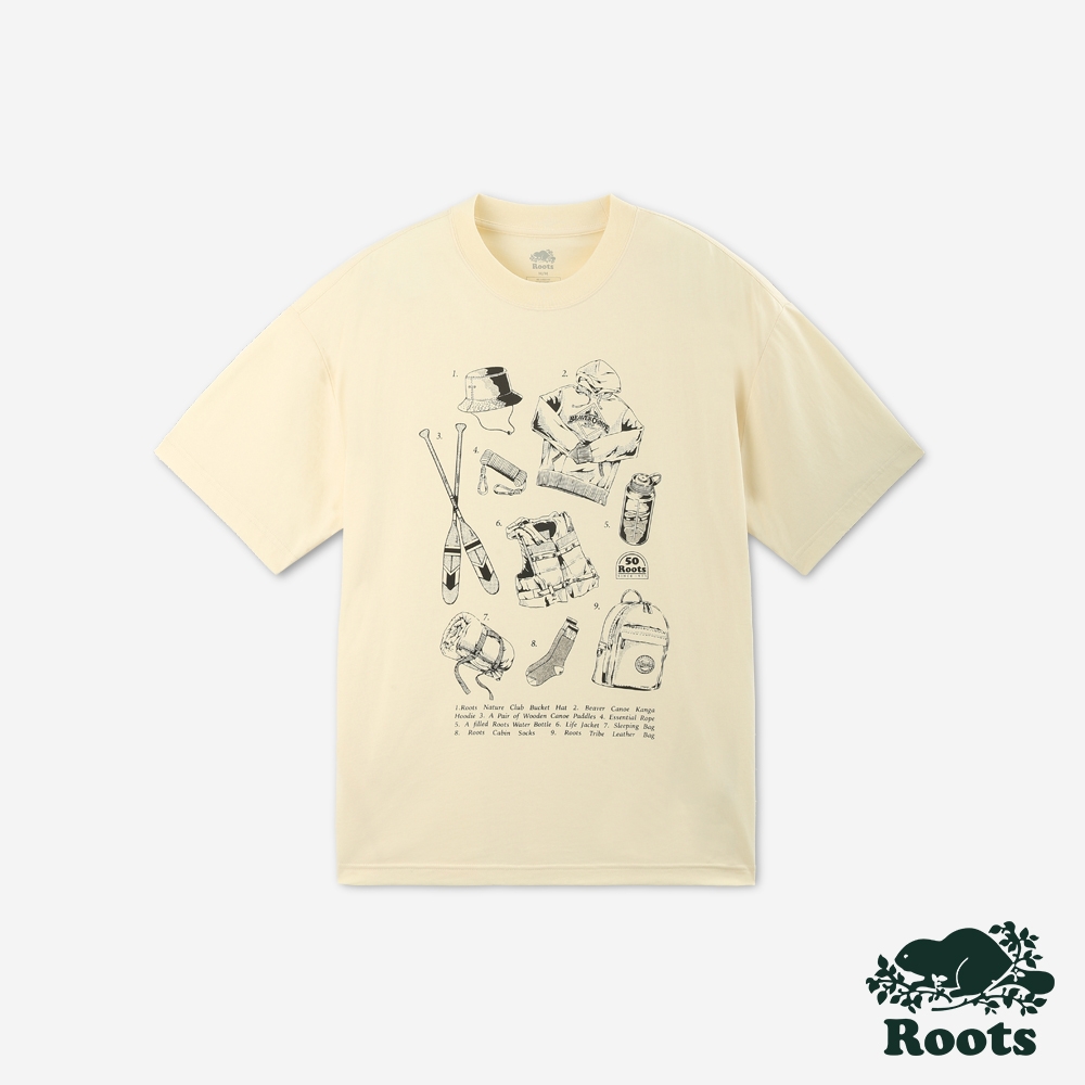 Roots 男裝- OUTDOOR ESSENTIALS寬版短袖T恤-奶油色