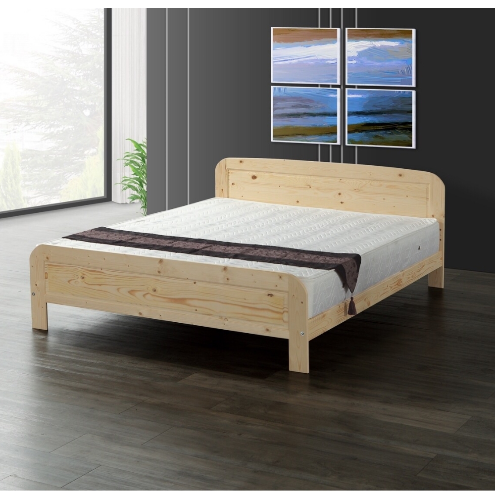 MUNA 雙人5尺白松木涼板床組(含獨立筒彈簧床) 152X192X74cm