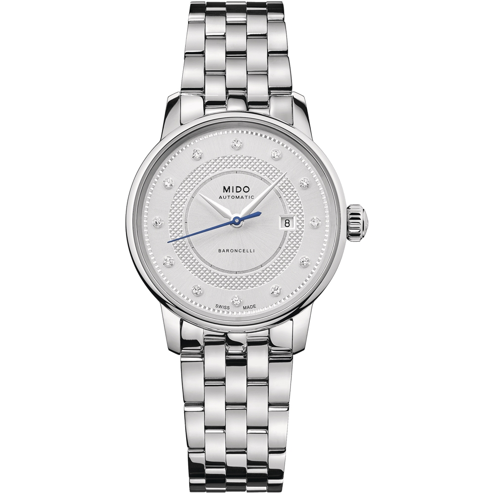 MIDO 美度 官方授權權 BARONCELLI SIGNATURE 永恆系列經典女錶(M0372071103601)銀色30mm