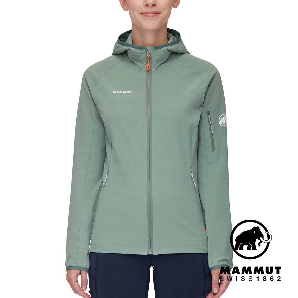 【Mammut 長毛象】Madris Light ML Hooded Jacket Women 防風刷毛連帽外套 玉石綠 女款 #1014-03851