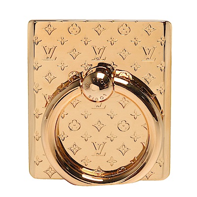 LV M64868經典Monogram雕花金屬手機扣環(金)