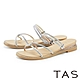 TAS 水鑽條細版線條楔型拖鞋 銀色 product thumbnail 1