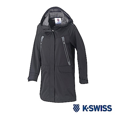 K-SWISS Long Jacket女長版連帽外套-女-黑