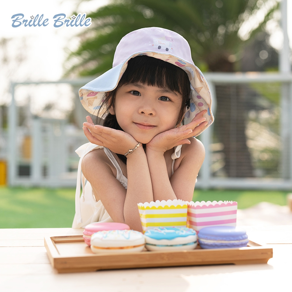 【Brille Brille】UPF50+經典涼感兒童雙面防曬帽 - 夏日冰淇淋