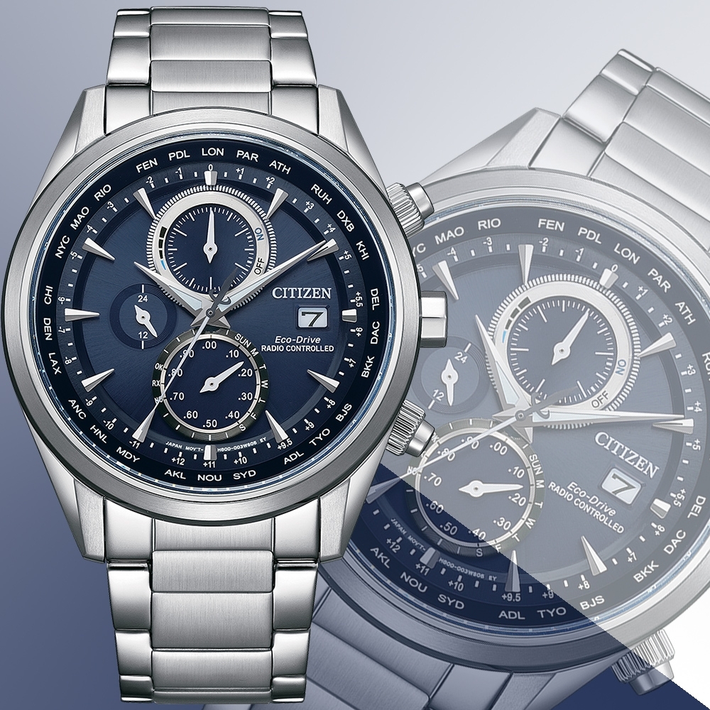 CITIZEN 星辰 空中之鷹光動能全球電波時計腕錶 送禮首選-藍 AT8260-85L