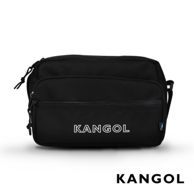 KANGOL LIBERTY系列 韓版潮流LOGO背帶橫式側背包-黑色 KG1192