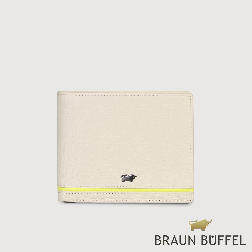 【BRAUN BUFFEL 德國小金牛】台灣總代理 維克多-D 4卡零錢袋皮夾-粉筆白/BF512-315-CK