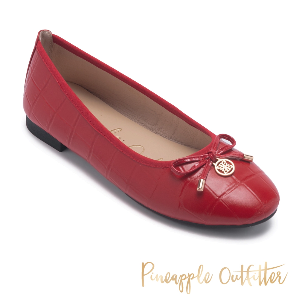 Pineapple Outfitter-HANNE 真皮金鍊低跟前包穆勒鞋-紅色