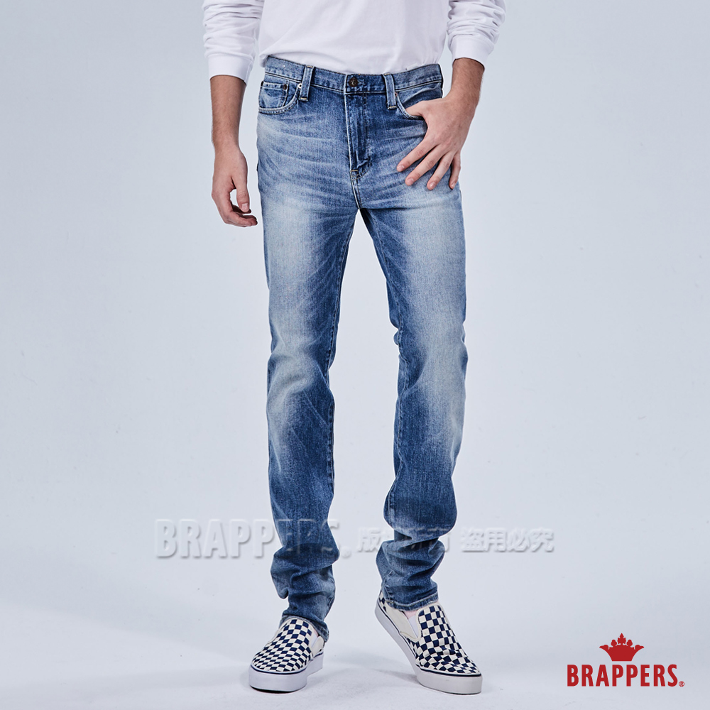 BRAPPERS 男款 HM-中腰系列-彈性直筒褲-藍