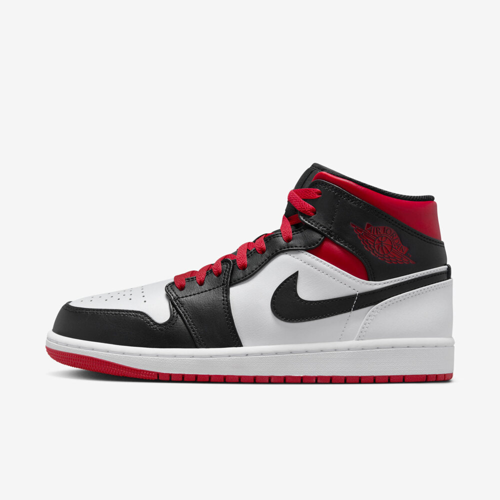 Nike Air Jordan 1 Mid DQ8426-106 男休閒鞋喬丹AJ1 黑腳趾中筒白黑紅