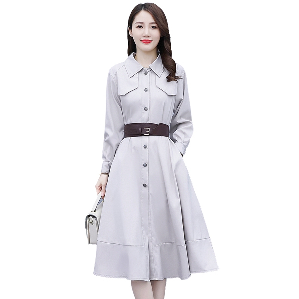 玩美衣櫃簡約修身西裝領單排釦灰色洋裝S-3XL-KVOLL | 長袖洋裝| Yahoo 