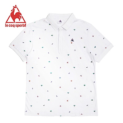 le coq sportif 法國公雞牌衝浪板印花翻領短袖POLO衫 男-白