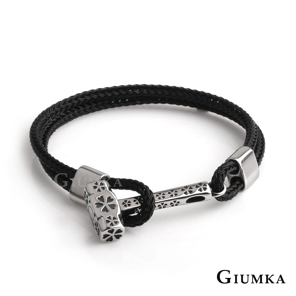 GIUMKA幸運鋼絲繩手鍊編織槌子造型單鏈