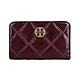 TORY BURCH Willa經典金色圓牌LOGO菱格紋皮革對折中夾(深果醬紅) product thumbnail 1