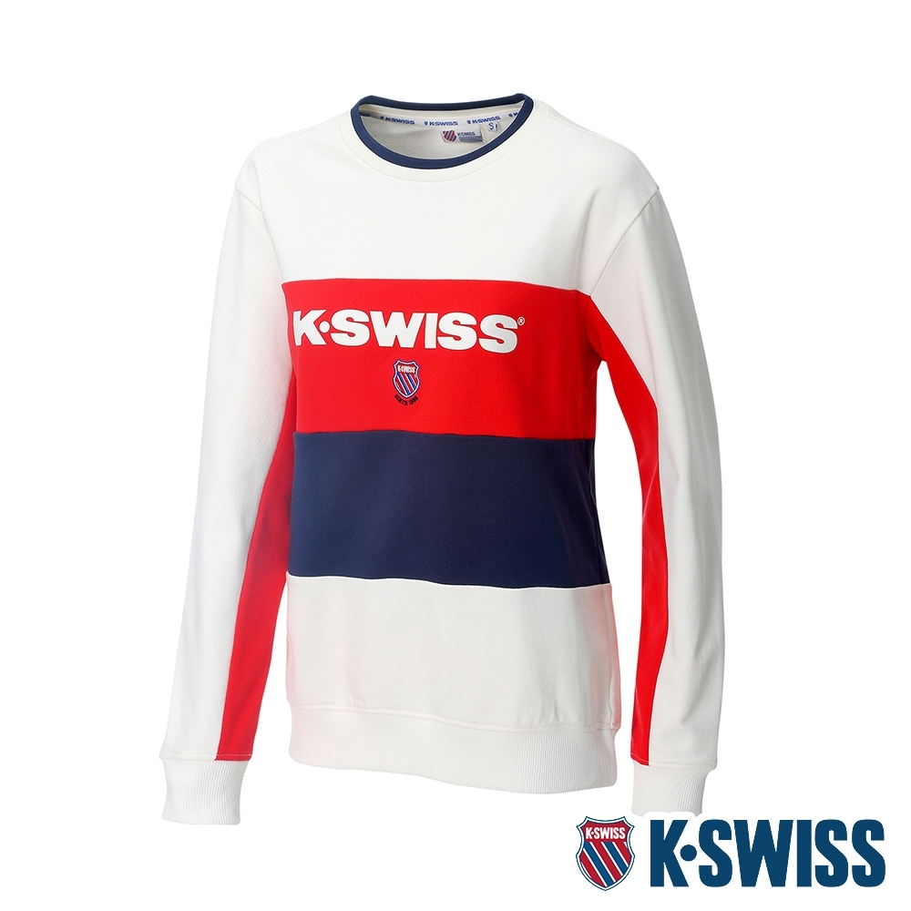 K-SWISS Heritage Round Sweater圓領長袖上衣-女-白