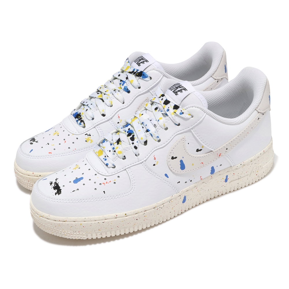 Nike 休閒鞋 Air Force 1 07 運動 男女鞋 基本款 簡約 AF1 皮革 潑漆 情侶穿搭 白彩 CZ0339100