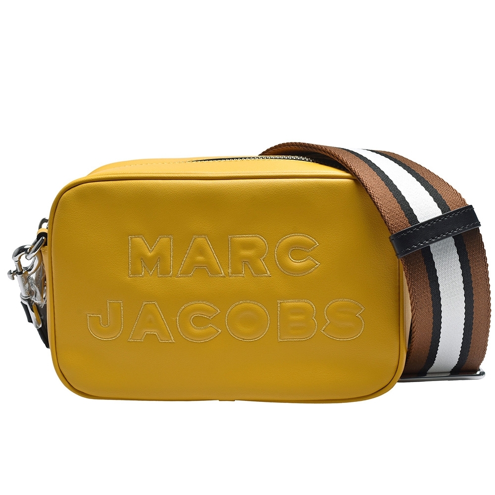 MARC JACOBS FLASH牛皮條紋織帶手拿/斜背包(黃)