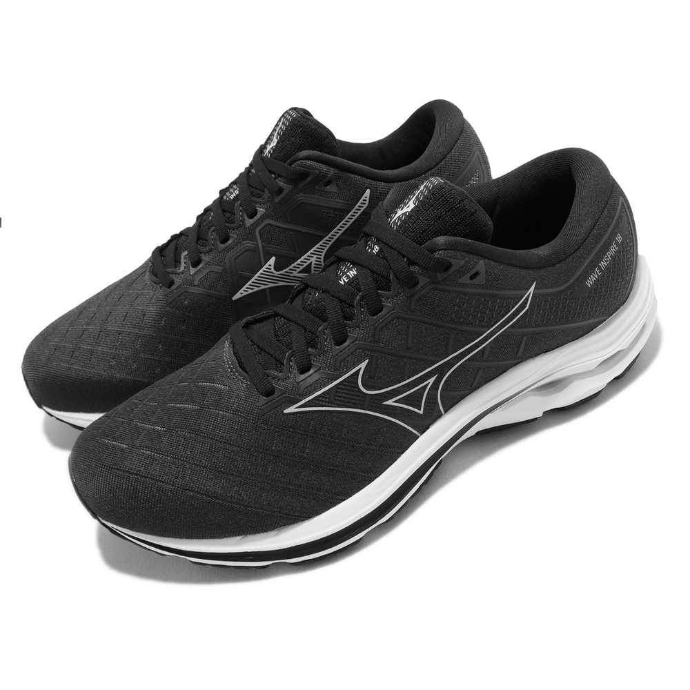 Mizuno 慢跑鞋 Wave Inspire 18 4E 超寬楦 男鞋 黑 白 路跑 運動鞋 美津濃 J1GC2245-04