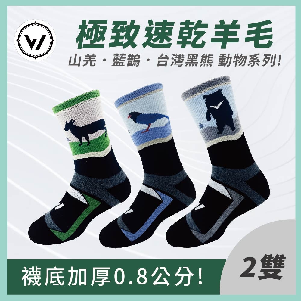 【WOAWOA】台灣特有種 極致速乾運動羊毛登山襪 | M/L/XL-2入組 (羊毛襪 登山襪 保暖襪 除臭襪 襪子 厚襪)