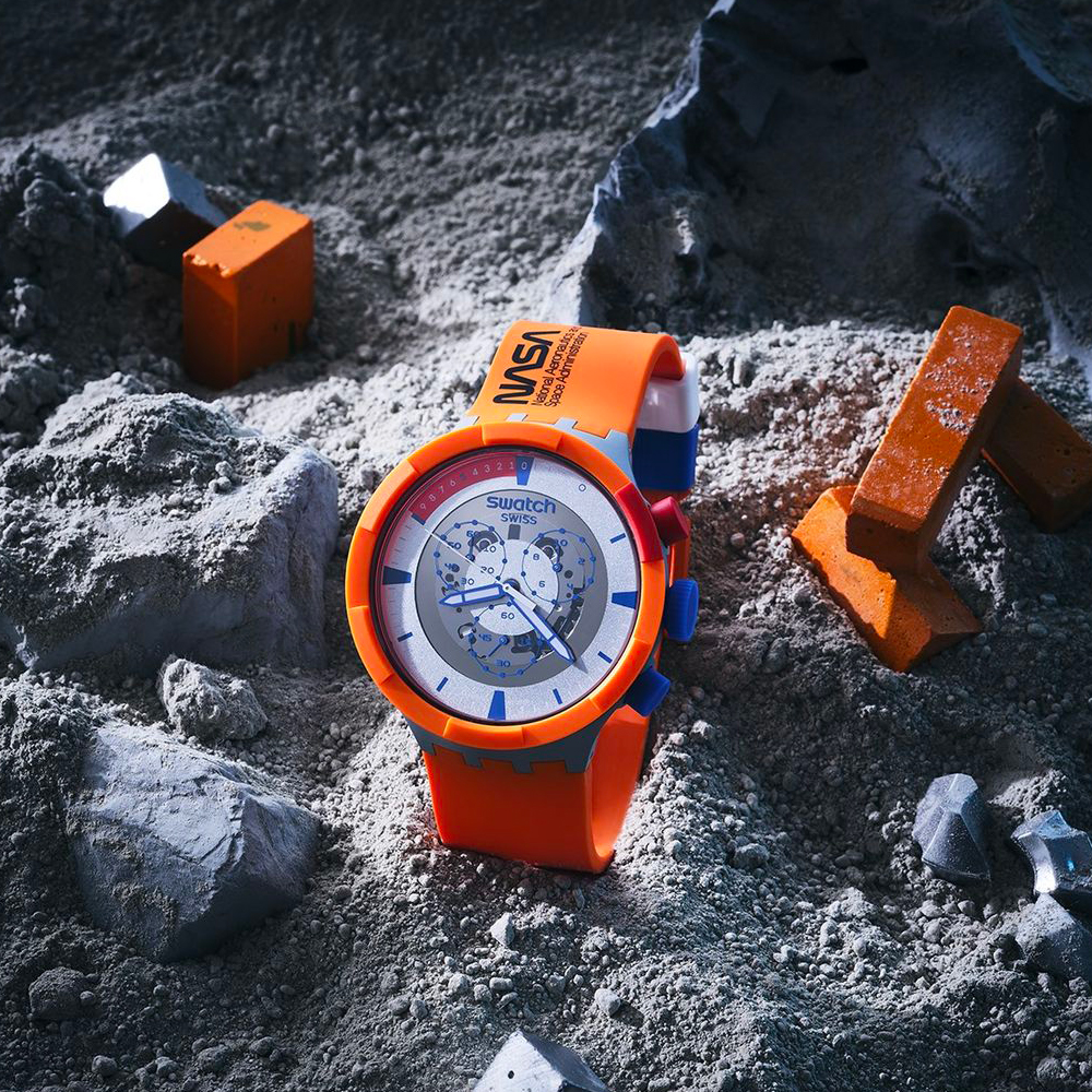 SWATCH NASA限定聯名款 BIG BOLD系列手錶LAUNCH 橙色風暴(47mm)