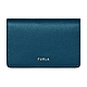 FURLA BABYLON金字浮雕LOGO防刮小牛皮扣式對折名片夾(小/孔雀藍x粉) product thumbnail 1