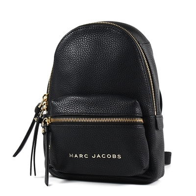 MARC JACOBS 金字荔枝紋拉鍊後背包-黑色/小