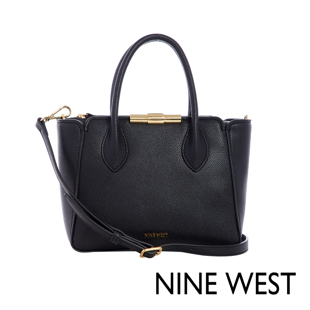福利品 NINE WEST HOLLIS金屬釦中型手提包-黑色