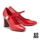 高跟鞋 AS 復古時髦水滴珍珠鑽花羊油皮瑪莉珍美型高跟鞋－紅 product thumbnail 1