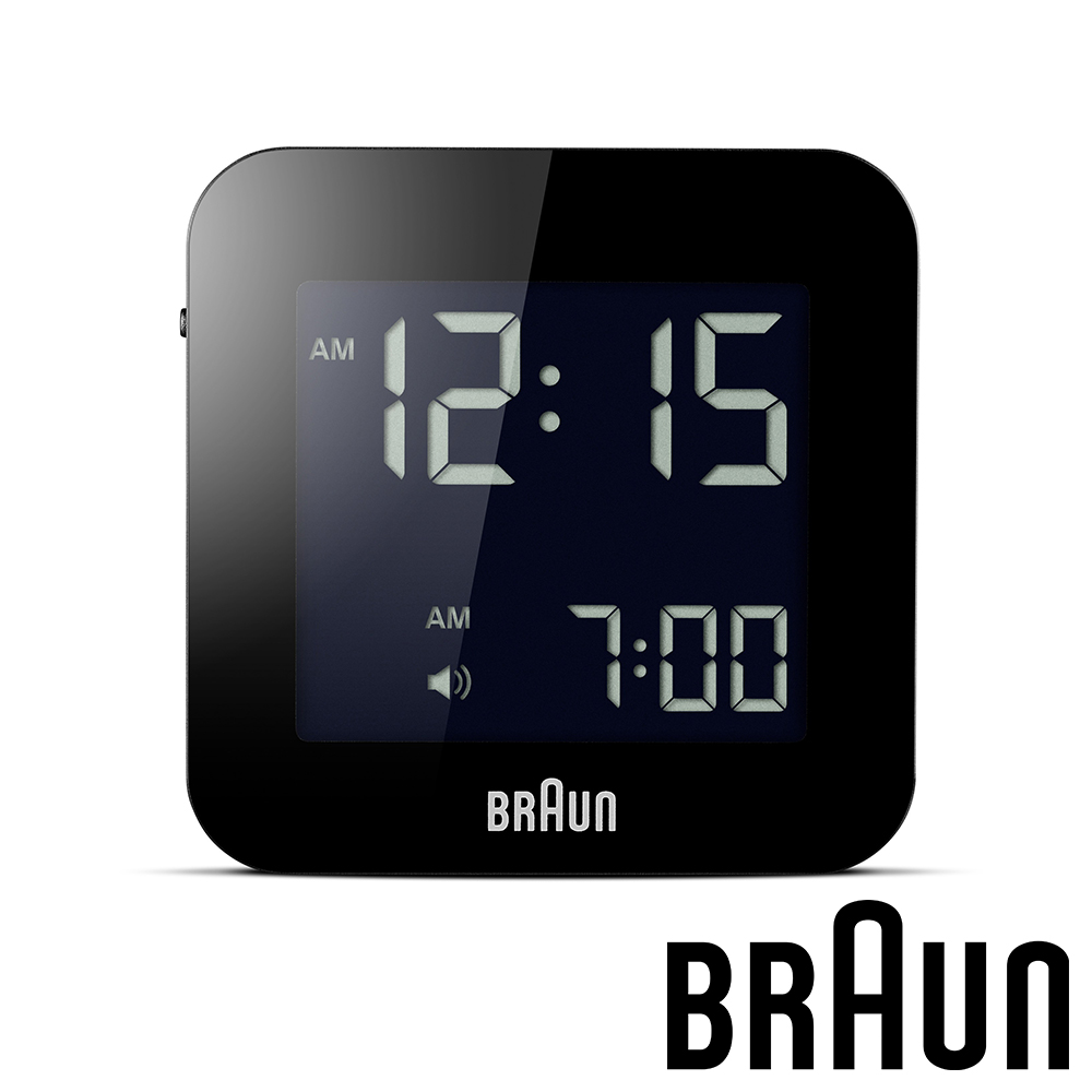 德國百靈 BRAUN 數位電子方形精巧旅行鬧鐘 (BNC008BK)-質感黑