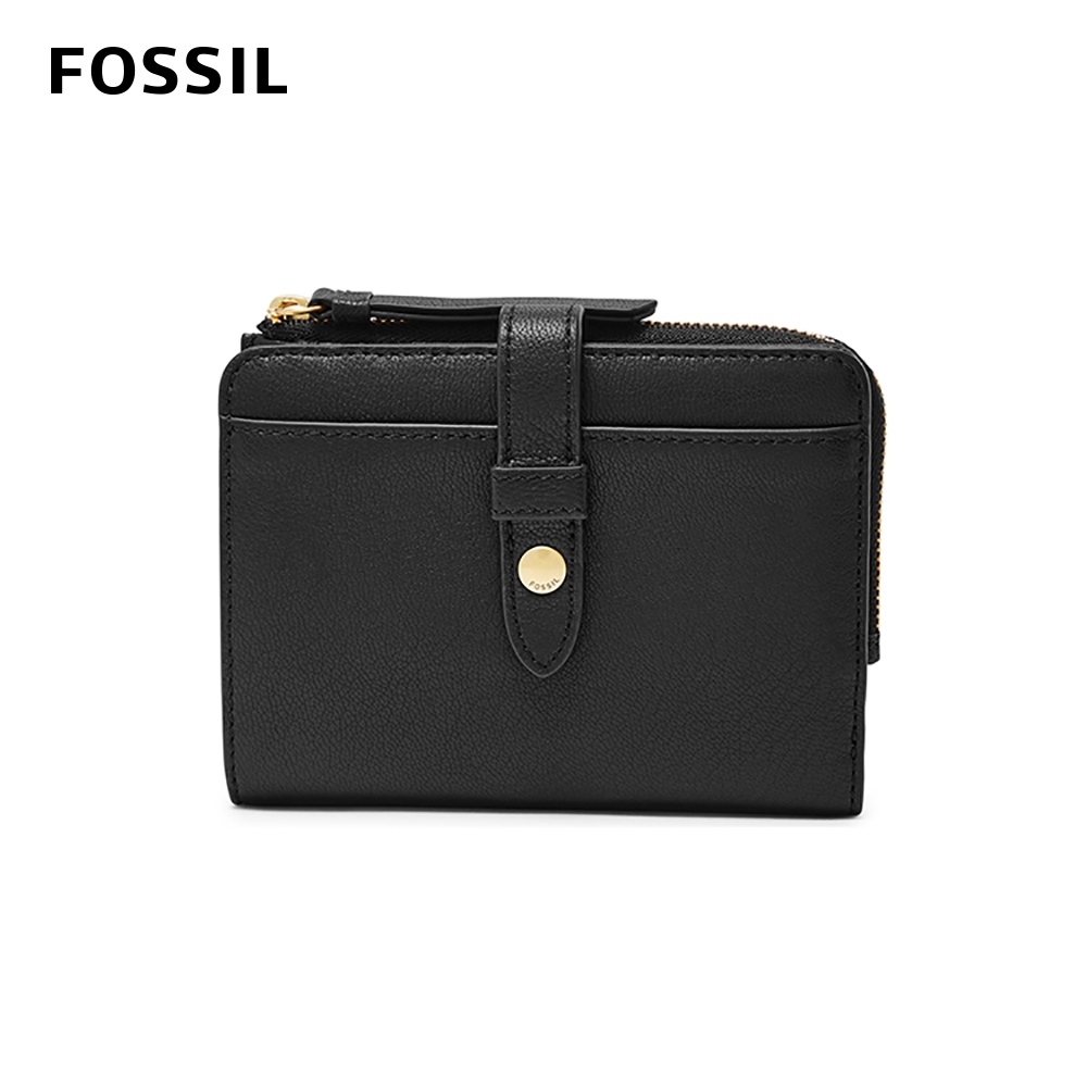 FOSSIL FIONA 真皮系列照片拉鍊短夾-黑色 SL7703001