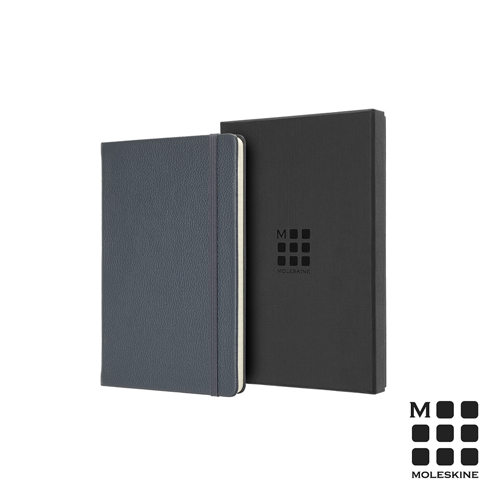 MOLESKINE 經典皮革筆記本禮盒(L型橫線)-藍