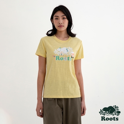 Roots 女裝- COOPER BEAVER CAMP短袖T恤-奶油黃